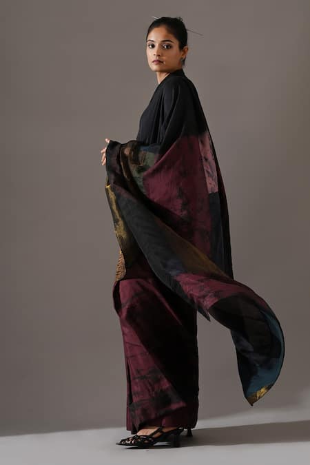 Medha Patchwork Pattern Dye Saree With Shirt 