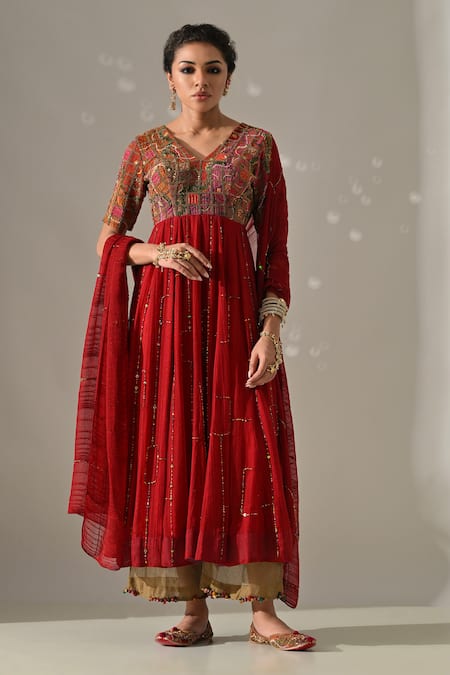 Medha Hand Embroidered Anarkali Pant Set 