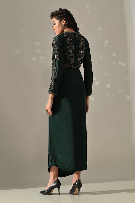 Medha Hand Embroidered Jacket & Wrap Skirt Set 