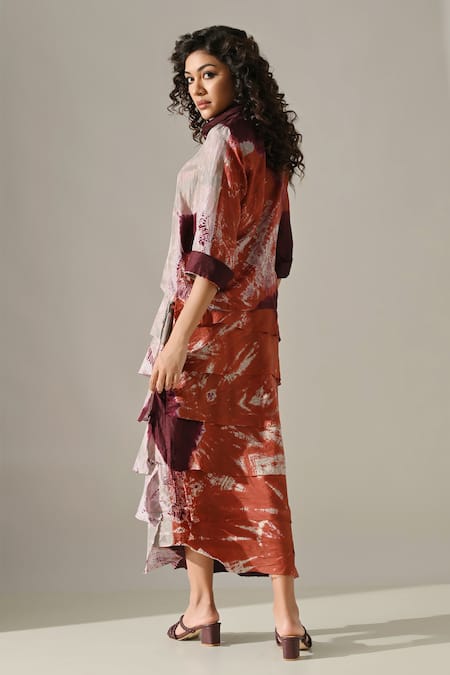 Medha Tie-Dyed Shirt & Tiered Skirt Set 