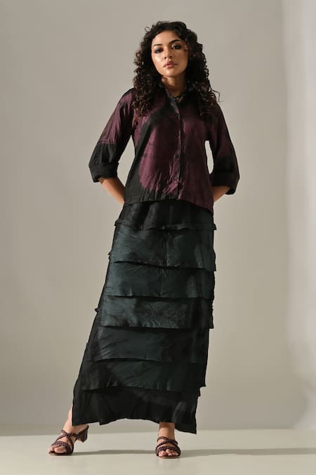 Medha Tie Dyed Shirt & Tiered Skirt Set 