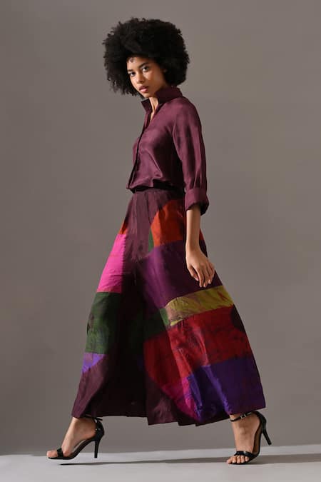 Medha Patchwork Tie Dye Flared Palazzo & Shirt Set 
