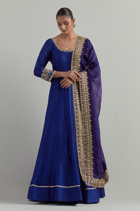 Ikshita Choudhary Hand Embroidered Chanderi Anarkali With Dupatta 