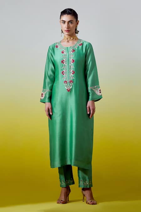 Anantaa By Roohi Silk Chanderi Kurta With Pant 