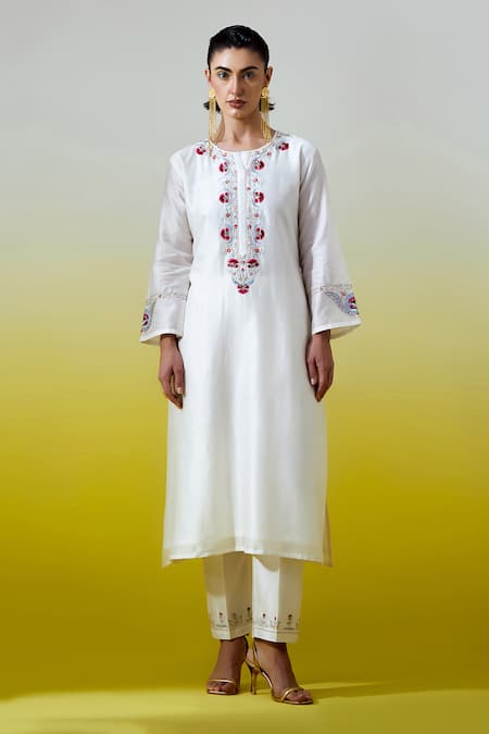 Anantaa By Roohi Silk Chanderi Kurta With Pant 