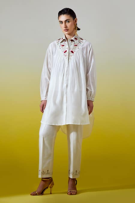 Anantaa By Roohi Silk Chanderi Pintuck Shirt With Pant 