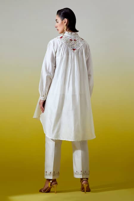 Anantaa By Roohi Silk Chanderi Pintuck Shirt With Pant 