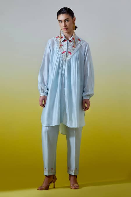 Anantaa By Roohi Silk Chanderi Pintuck Shirt With Pant 