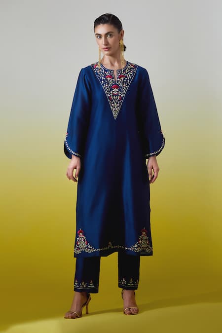 Anantaa By Roohi Silk Chanderi Kurta With Pant 