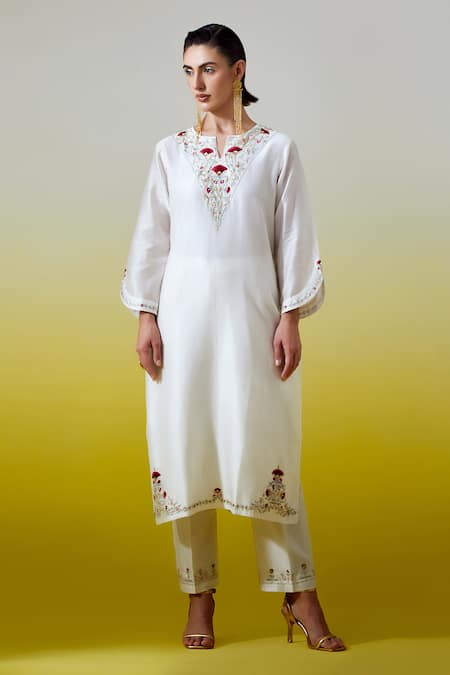 Anantaa By Roohi Silk Chanderi Kurta With Pant 