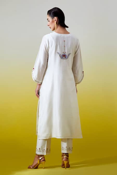 Anantaa By Roohi Silk Chanderi Kurta With Pant 