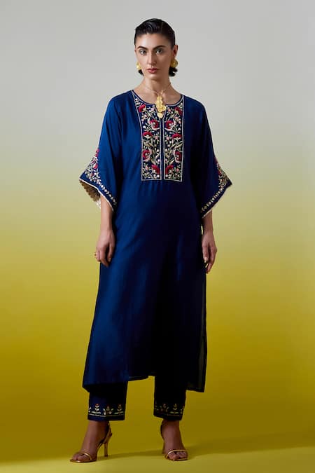 Anantaa By Roohi Silk Chanderi Kaftan Kurta & Pant Set