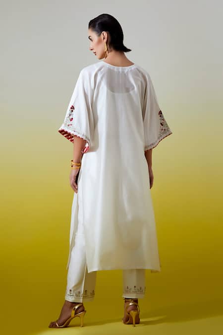 Anantaa By Roohi Silk Chanderi Kaftan Kurta & Pant Set