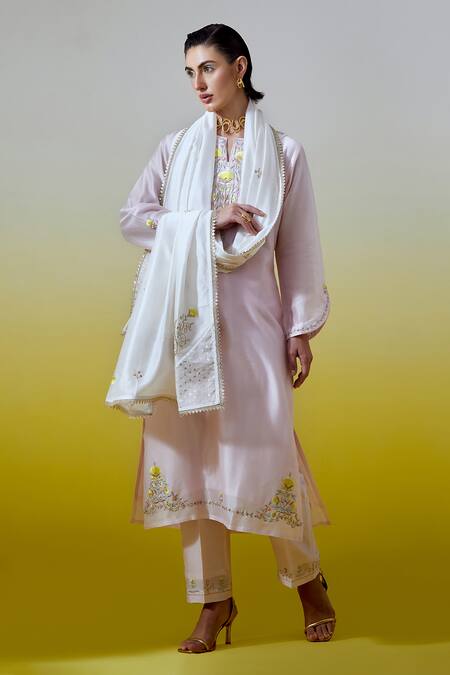 Shop_Anantaa By Roohi_Off White Chanderi Silk Embroidery, Sequins, Zari Dupatta _Online_at_Aza_Fashions