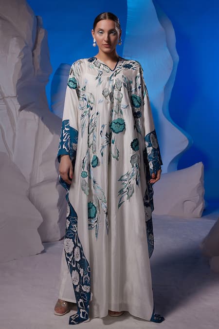 Samant Chauhan Floral Applique & Embroidered Kaftan 