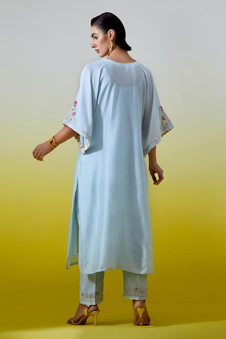 Anantaa By Roohi Silk Chanderi Kaftan Kurta With Pant