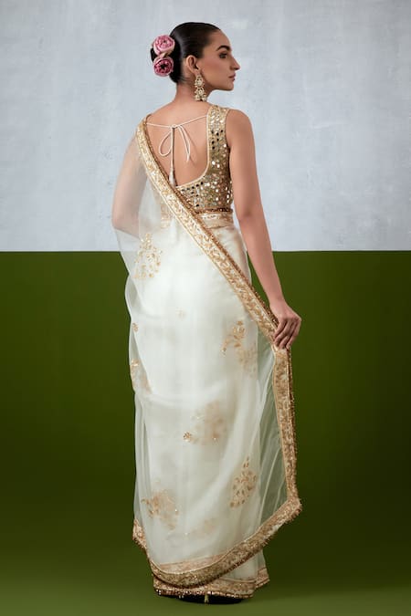 Ikshita Choudhary Hand Embroidered Organza Saree With Blouse 