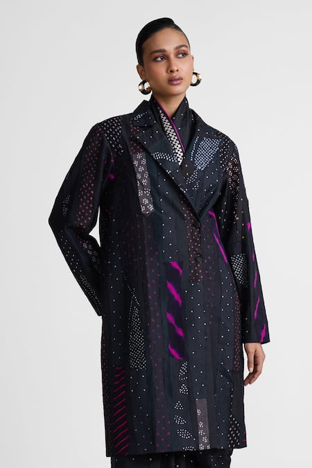 Naina Jain Printed Silk Longline Jacket 