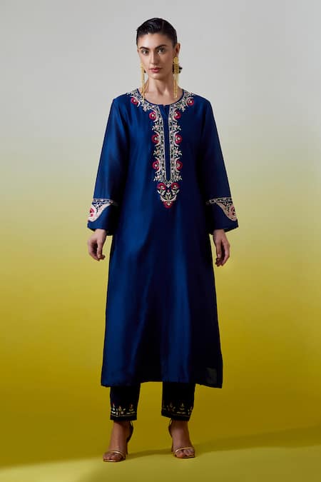 Anantaa By Roohi Silk Chanderi Kurta With Pant 