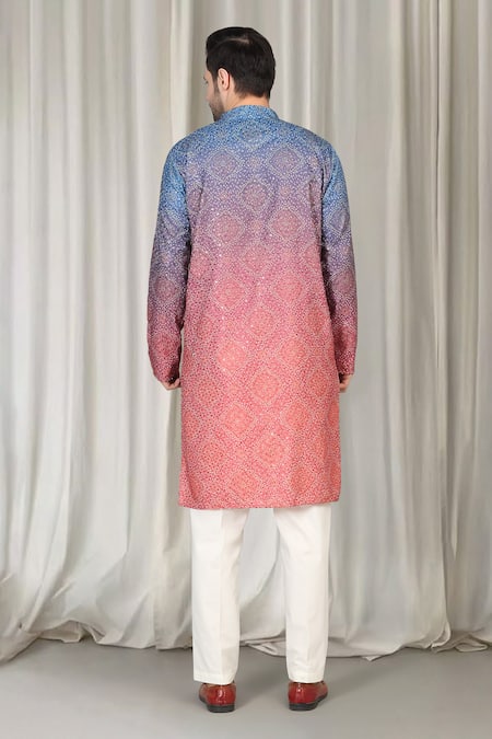 Aham-Vayam Ombre Bandhani Embroidered Kurta & Pant Set 