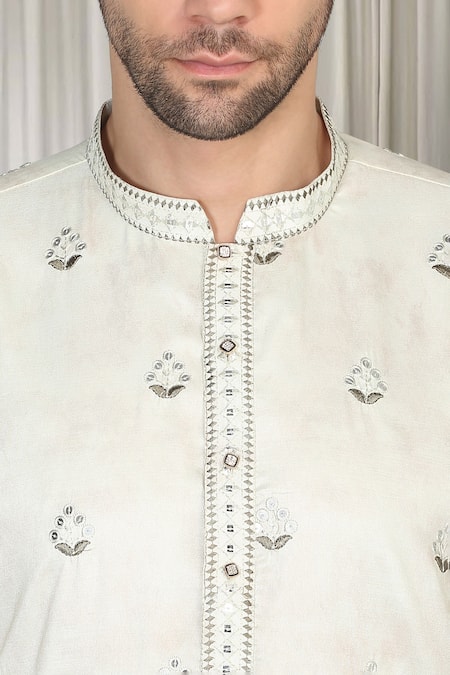 Buy Aham-Vayam Mint Cotton Embroidery Bahaar Printed Kurta And Pant Set Online at Aza Fashions Buy_Aham-Vayam_Mint Cotton Embroidery Bahaar Printed Kurta And Pant Set _Online_at_Aza_Fashions