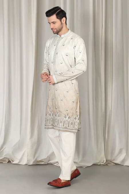 Buy Aham-Vayam Mint Cotton Embroidery Bahaar Printed Kurta And Pant Set Buy_Aham-Vayam_Mint Cotton Embroidery Bahaar Printed Kurta And Pant Set