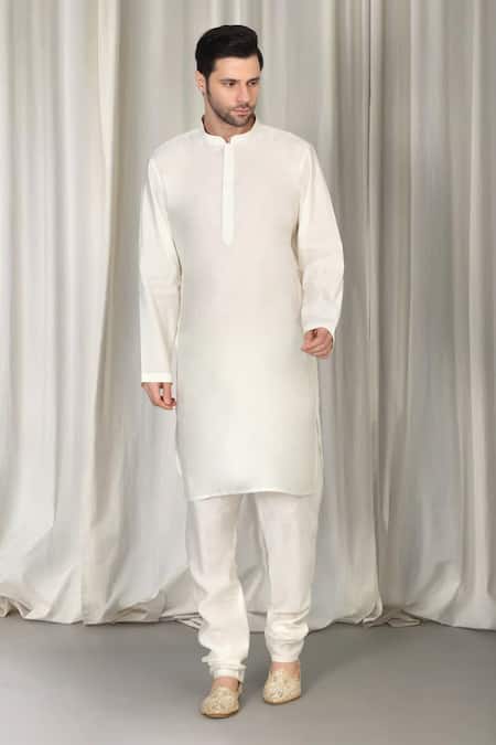 Aham-Vayam_Coral Cotton, Silk Embroidery Kashmiriyat Sherwani Set _Online_at_Aza_Fashions