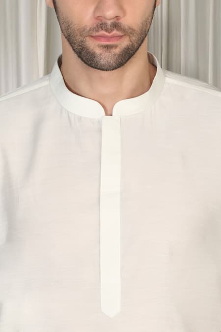 Aham-Vayam_Coral Cotton, Silk Embroidery Kashmiriyat Sherwani Set _at_Aza_Fashions