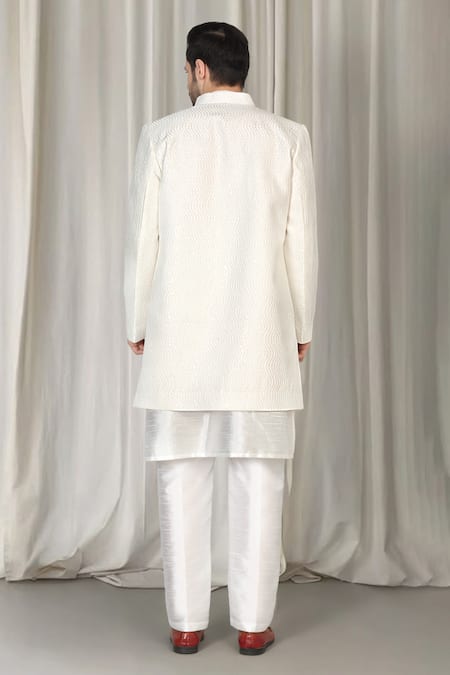 Aham-Vayam Mihir Woven Pattern Sherwani Set 