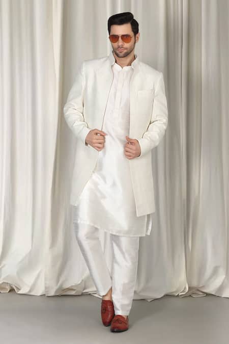 Aham-Vayam Mihir Woven Pattern Sherwani Set 