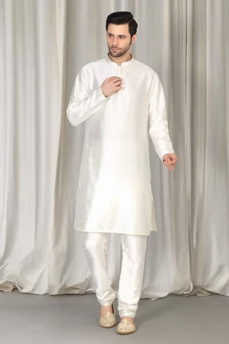 Aham-Vayam Ivory Cotton, Silk Embroidery Jashne Bahar Sherwani Set Online at Aza Fashions Aham-Vayam_Ivory Cotton, Silk Embroidery Jashne Bahar Sherwani Set _Online_at_Aza_Fashions