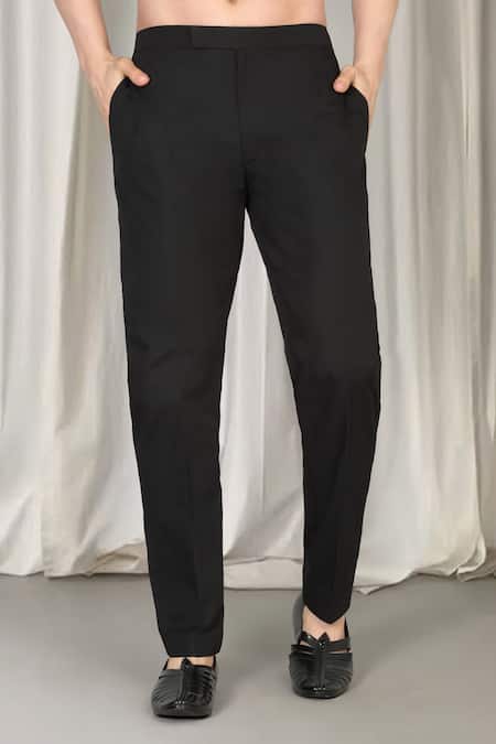 Buy_Aham-Vayam_Black Cotton, Silk Embroidery Phool Nehru Jacket Kurta Set _Online_at_Aza_Fashions