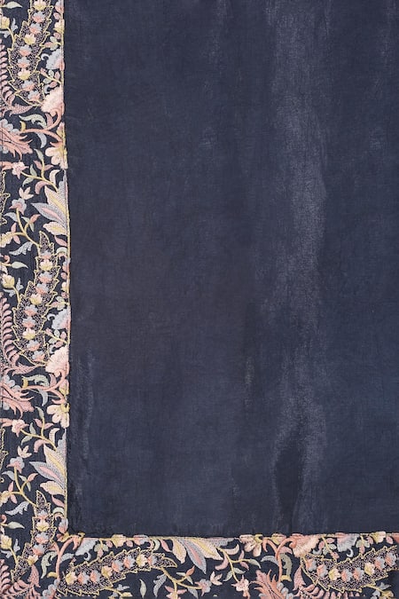 Aham-Vayam_Blue Cotton, Silk Embroidery, Metallic Thread Kashmiriyat Sherwani Kurta Set _at_Aza_Fashions