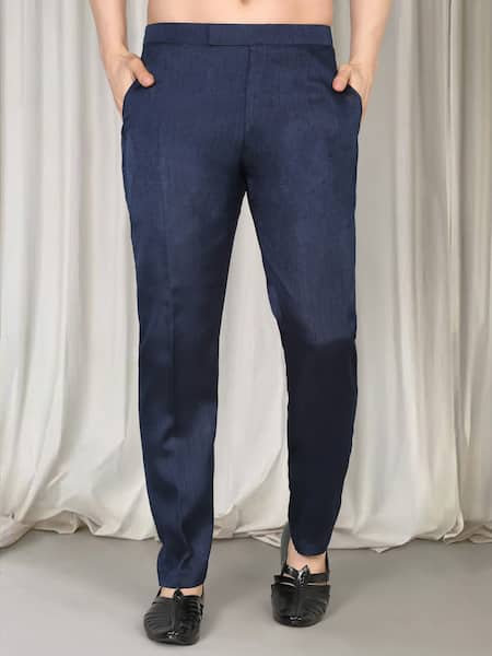 Buy_Aham-Vayam_Navy Cotton, Silk Embroidery Kashmiriyat Sherwani Jacket Set _Online_at_Aza_Fashions