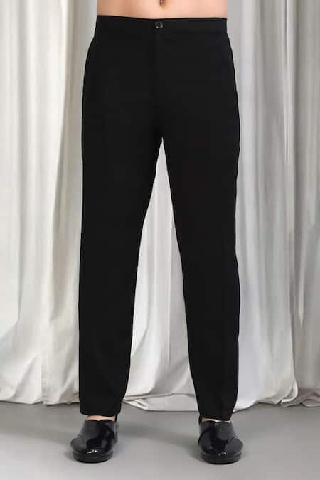 Buy_Aham-Vayam_Black Cotton Sequins Embroidered Striped Kurta And Pant Set _Online_at_Aza_Fashions