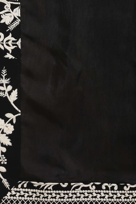Aham-Vayam_Black Cotton Embroidery, Zari Phool Patti Kurta Set _Online_at_Aza_Fashions