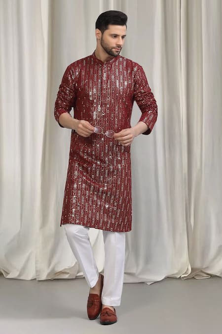 Aham-Vayam Jhilmil Embroidered Kurta & Pant Set 