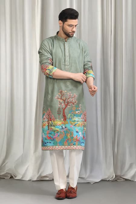 Aham-Vayam Printed Embroidered Kurta & Pant Set 