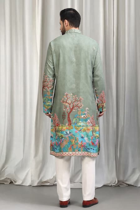 Aham-Vayam Printed Embroidered Kurta & Pant Set 
