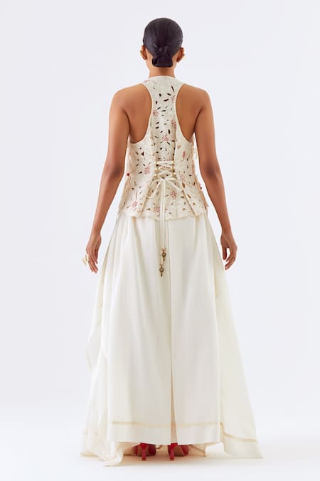 Jajaabor Blossom Cutwork Jacket & Skirt Set 