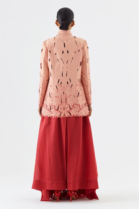 Jajaabor Cutwork Butterfly Embroidered Jacket & Skirt Set 