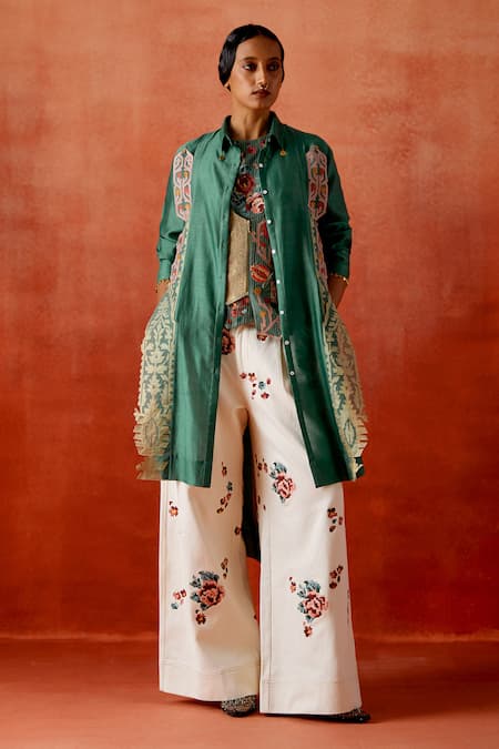 Jajaabor Embroidered Jacket Palazzo Set 