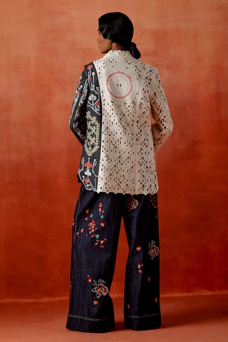 Jajaabor Colorblock Embroidered Jacket & Pant Set 