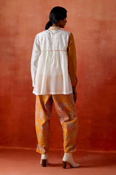 Jajaabor Embroidered Shirt & Printed Denim Pant Set 