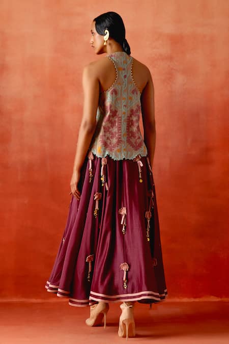 Jajaabor 3D Flower Embroidered Jacket & Skirt Set 