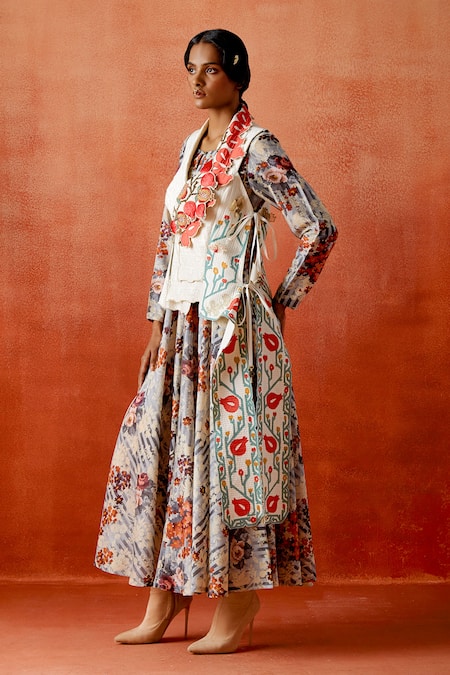 Buy_Jajaabor_Ivory Chanderi Silk Embroidery Open Pomegranate Jacket With Printed Anarkali _Online_at_Aza_Fashions