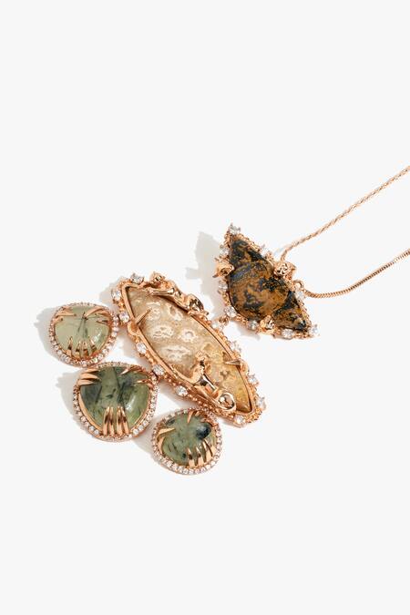 Outhouse_Rose Gold Trinity Of Leopards Regal Pendant _Online_at_Aza_Fashions