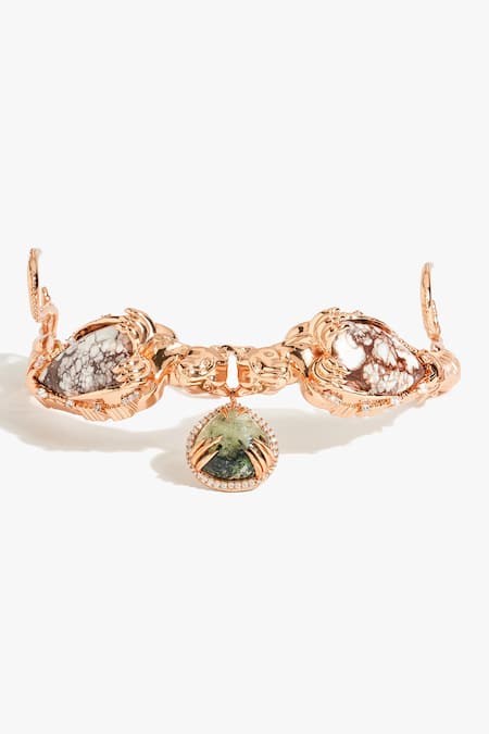 Buy_Outhouse_Rose Gold Leopard Temptress Embellished Choker _Online_at_Aza_Fashions