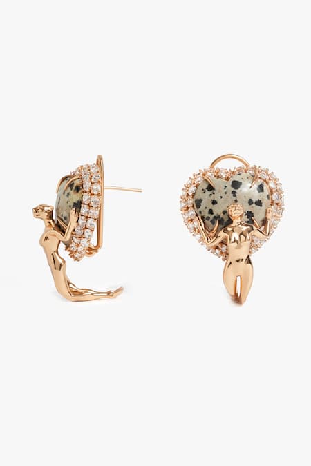 Outhouse The Wild Empress Dalmatian Stone Studded Earrings 