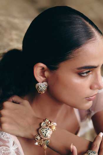 Buy_Outhouse_Rose Gold Stones, Gemstones, The Wild Empress Dalmatian Studded Earrings _Online_at_Aza_Fashions